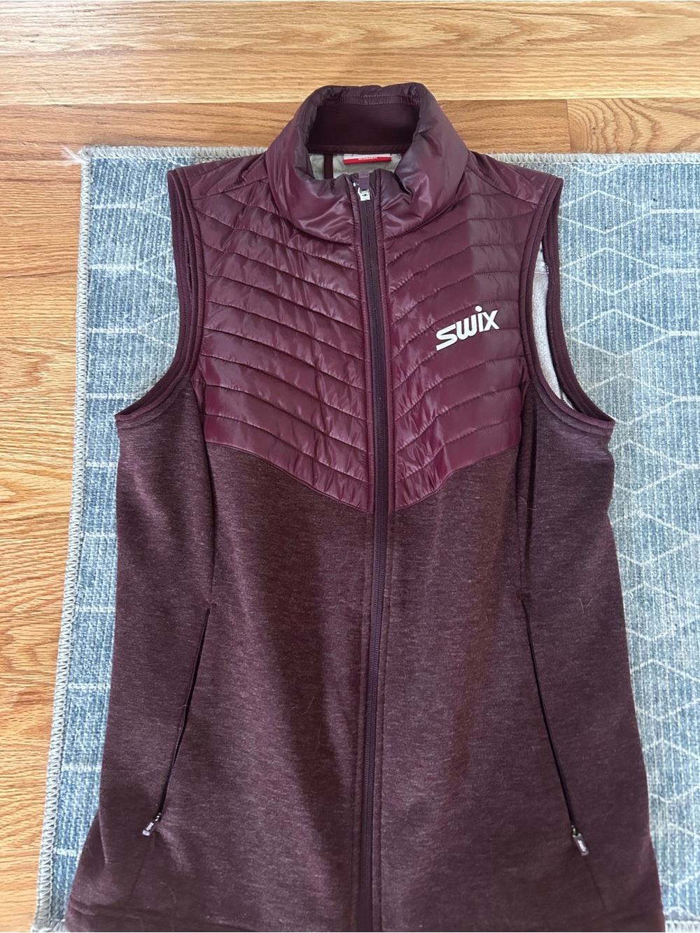 Women's Swix XC Ski Maroon Quilted-Shoulder Vest